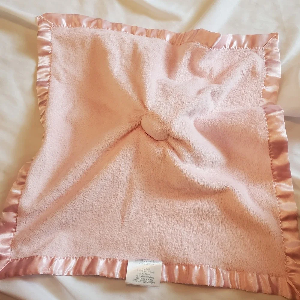 Kiddopotamus Pink Lovey Plush Bear Security Blanket Satin 15
